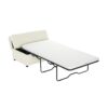 Twin Size Folding Ottoman Sleeper Bed With Mattress Convertible Guest Bed Chenille Upholstery - White - Image 18