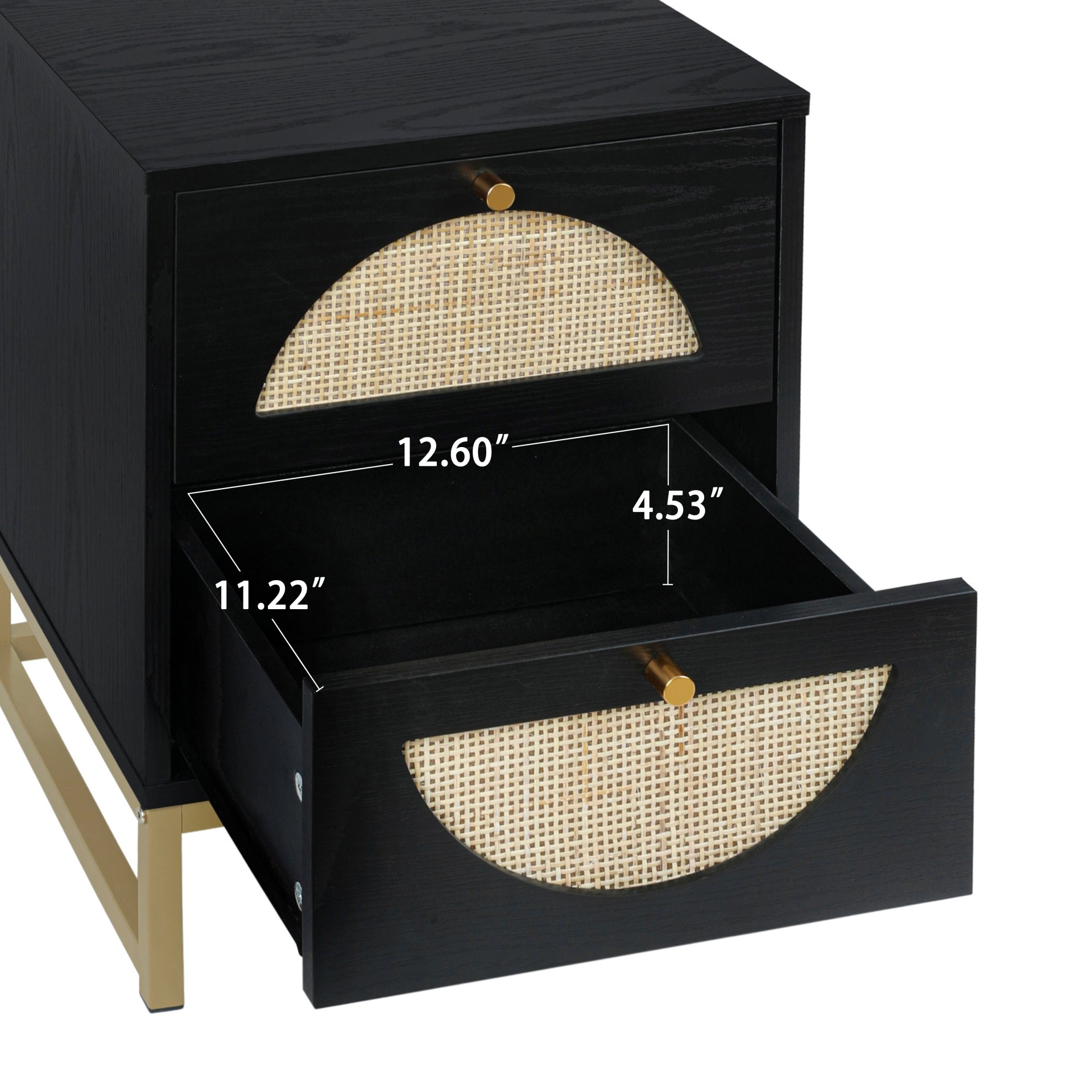 Allen - 2 Drawer Side Table, Display Rack For Bedroom And Living Room, Nightstand Side Table Bedroom Storage Drawer Bedside End Table - Black / Beige - Image 8