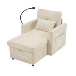 Multifunctional Lazy Person Sofa Recliner With Storage, Cell Phone Bracket Chenille - Beige