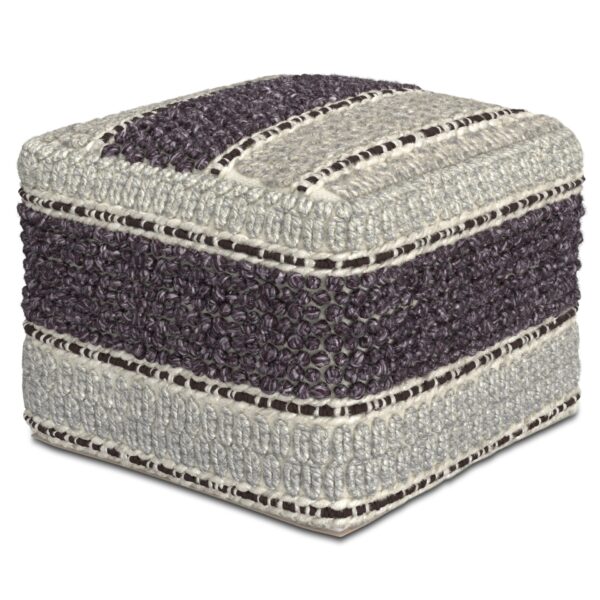 Grady - Square Pouf - Magenta / Natural