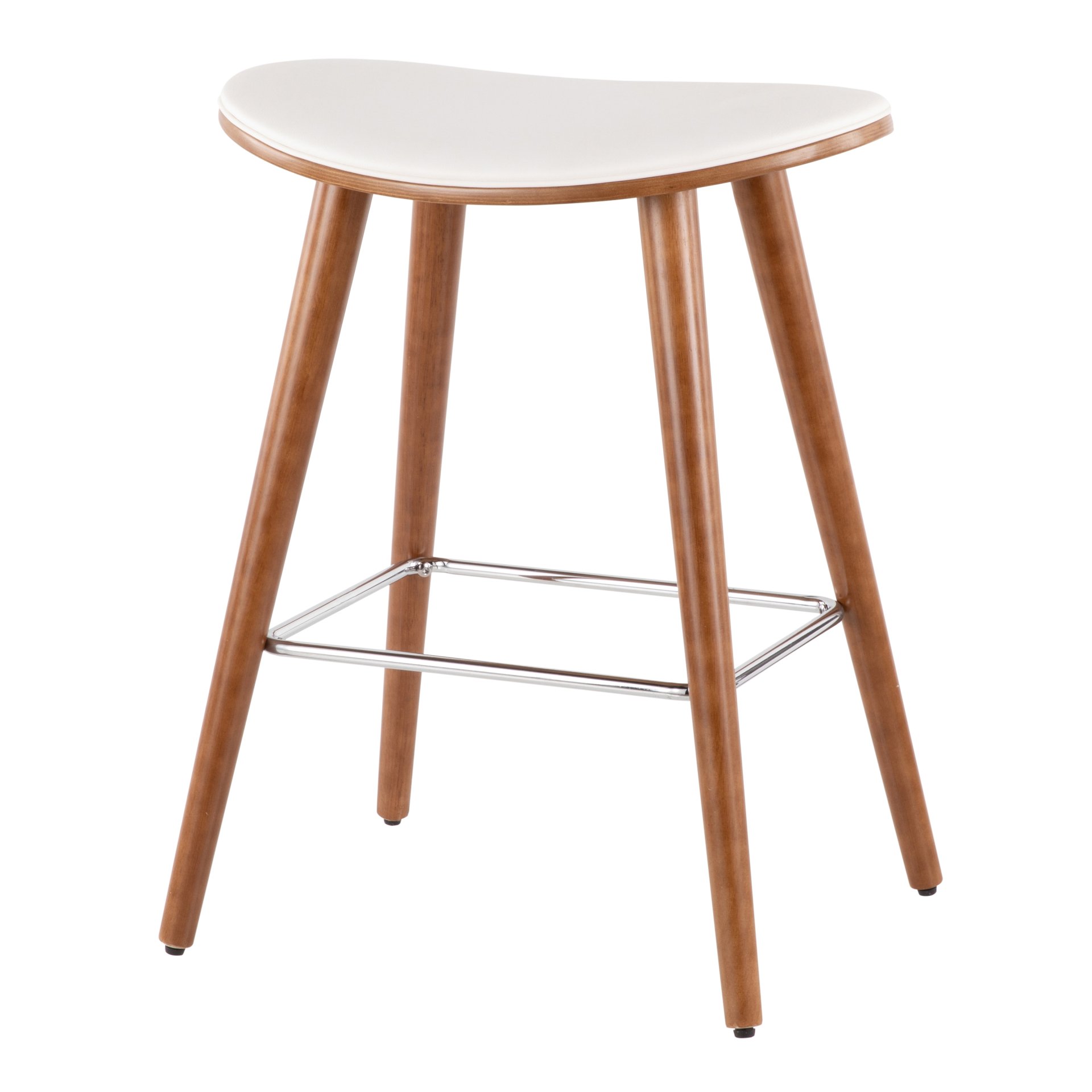 Saddle - Mid-Century Modern Counter Stool (Set of 2) - Walnut / White - Image 4