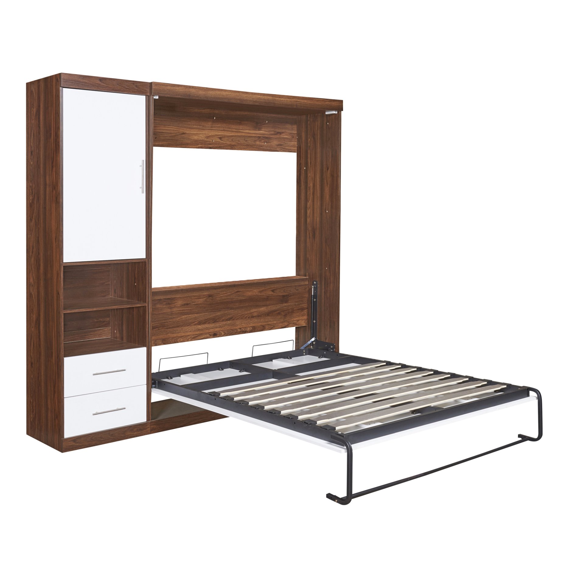 Full Size Murphy Wall Bed With Cabinet - White - Image 9