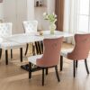 Nikki - Modern, High-End Tufted Solid Wood Contemporary And Velvet Upholstered Dining Chair With Wood Legs Nailhead Trim (Set of 2) - White / Pink - Image 21