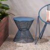 Zine - Outdoor Side Table With Hourglass Shaped And Iron Frame - Navy - Image 8