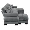 Modern Velvet U Shaped Sectional Sofa With Movable Ottomans And Pillows - Gray - Image 11