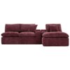 Cloud Sectional Sofa Upholstered Sofa Couch With Double-Layer Cushion And Side Pockets - Red - Image 14