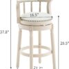 29.5'' Leather Wooden Bar Stool - Cream - Image 2