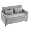 Loveseat Sofa Pull Out Sofa Bed Sleeper Sofa With A Reversible Backrest Cushion, Side Pockets, 2 USB Ports And A Phone Holder For Living Room - Gray - Image 17