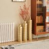 Floor Metal Vases Decorated White Metal Vases (Set of 3) Gorgeous Home Decoration Large Glazed Metal Vases - Golden - Image 18