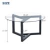 Round Glass Coffee Table Modern Cocktail Table With Tempered Glass Top & Sturdy Wood Base - Black - Image 3