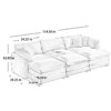 Oversized Modular Cushion Sofa Set With Portable Ottoman Corduroy L Shaped Low Back Deep Seating - Green - Image 10