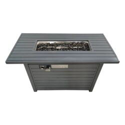 Outdoor Fire Pit Table With Lid Durable Construction - Gray