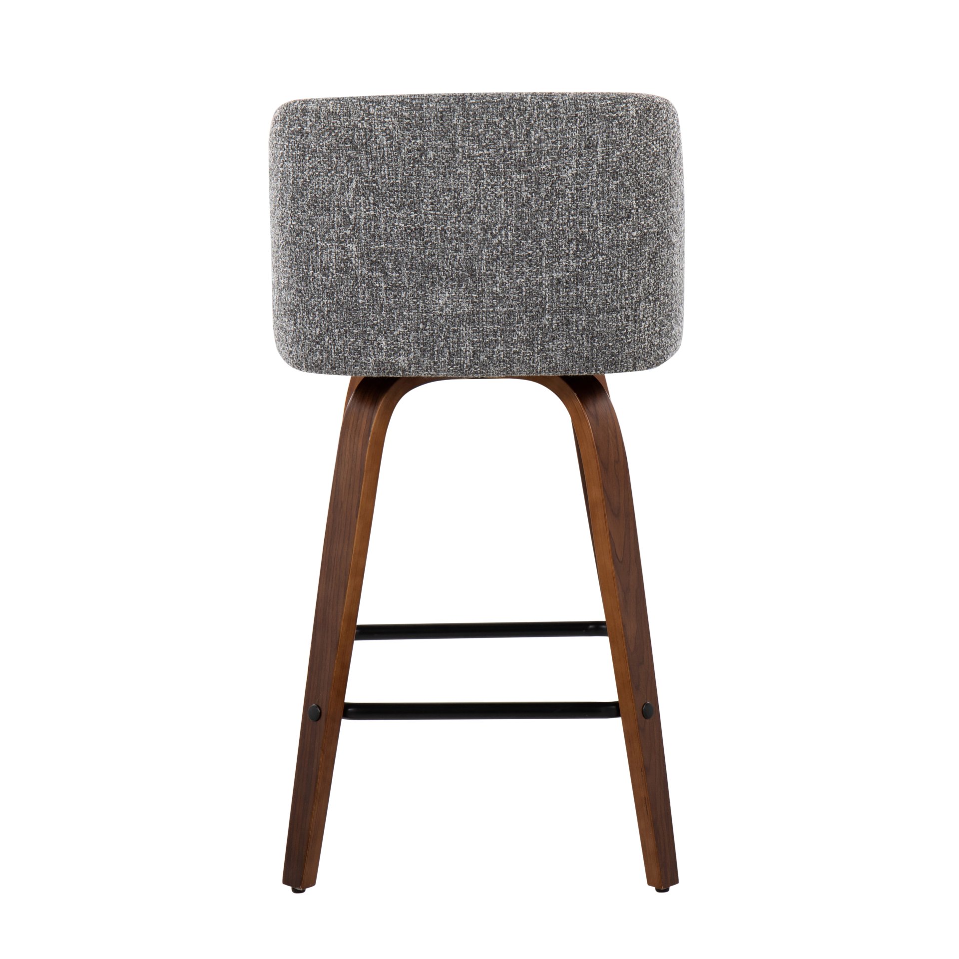 Toriano - Mid-Century Modern Fixed Height Counter Stool With Square Footrest (Set of 2) - Walnut / Gray - Image 5