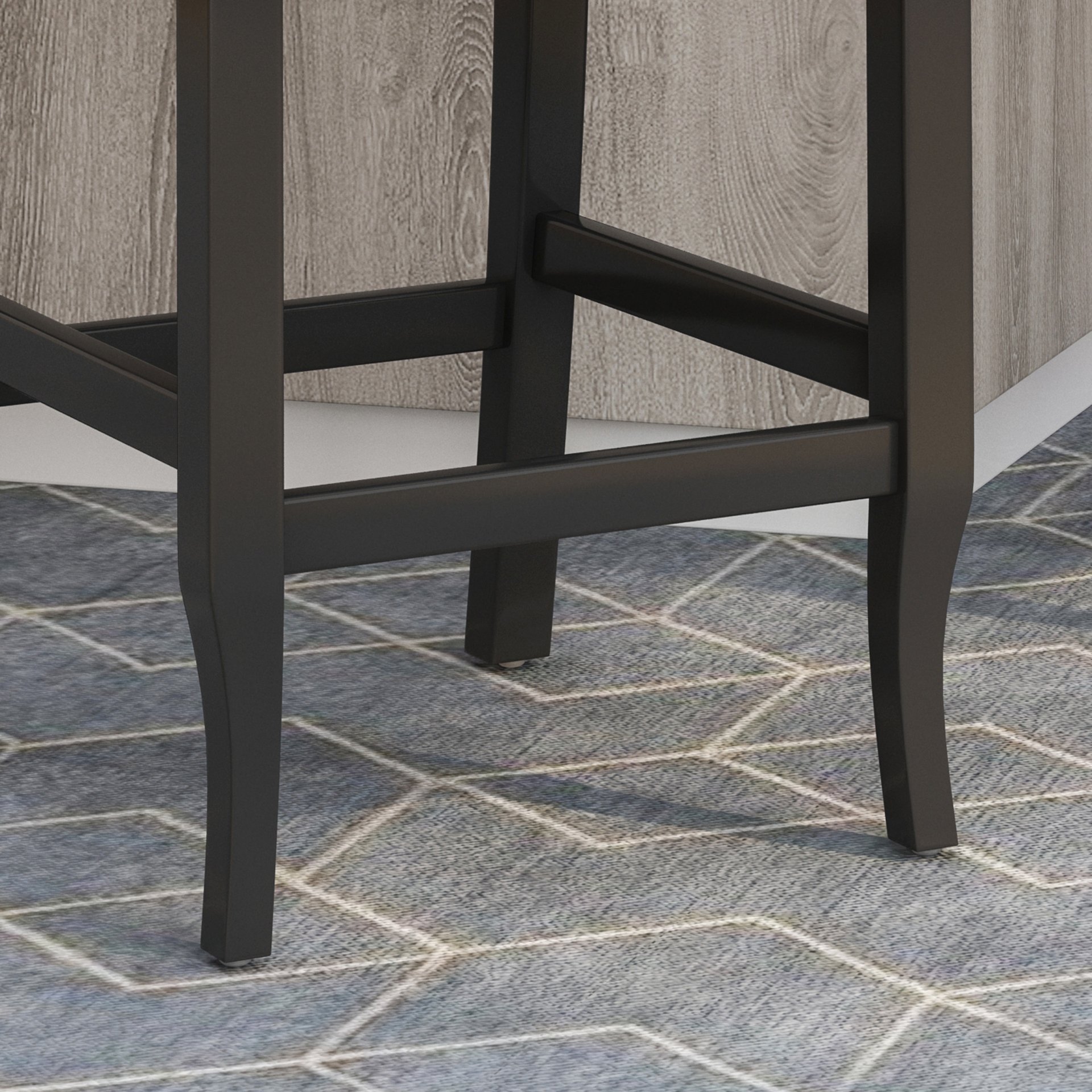 Vienna - Contemporary Fabric Tufted Wingback 27" Counter Stools, (Set of 2) - Charcoal / Dark Brown - Image 5