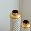 Modern Droplet Shaped Floor Vase Set Honeycomb Design, 3 Piece Metal Decorative Vases For Home Interior Display - Gold / White - Image 12