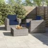 2 Person Seating Set With Cushions - Gray Mix / Navy Blue - Image 2