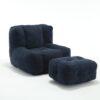 Modern Indoor Fluffy Bean Bag Chair With Memory Foam And Ottoman Super Soft Velvet - Blue - Image 15