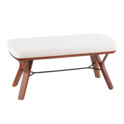 Folia - Mid-Century Modern Bench - Walnut / Cream