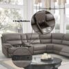 Kantu - Synthetic Leather Motion Sectional Sofa - Brown - Image 8