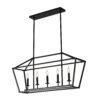 5 Light Farmhouse Kitchen Island Lighting, 5 Light Industrial Linear Chandelier For Dining Room Metal Hanging Pendant Light Fixture For Bedroom Living Room Hallway Conference Room - Matte Black - Image 16