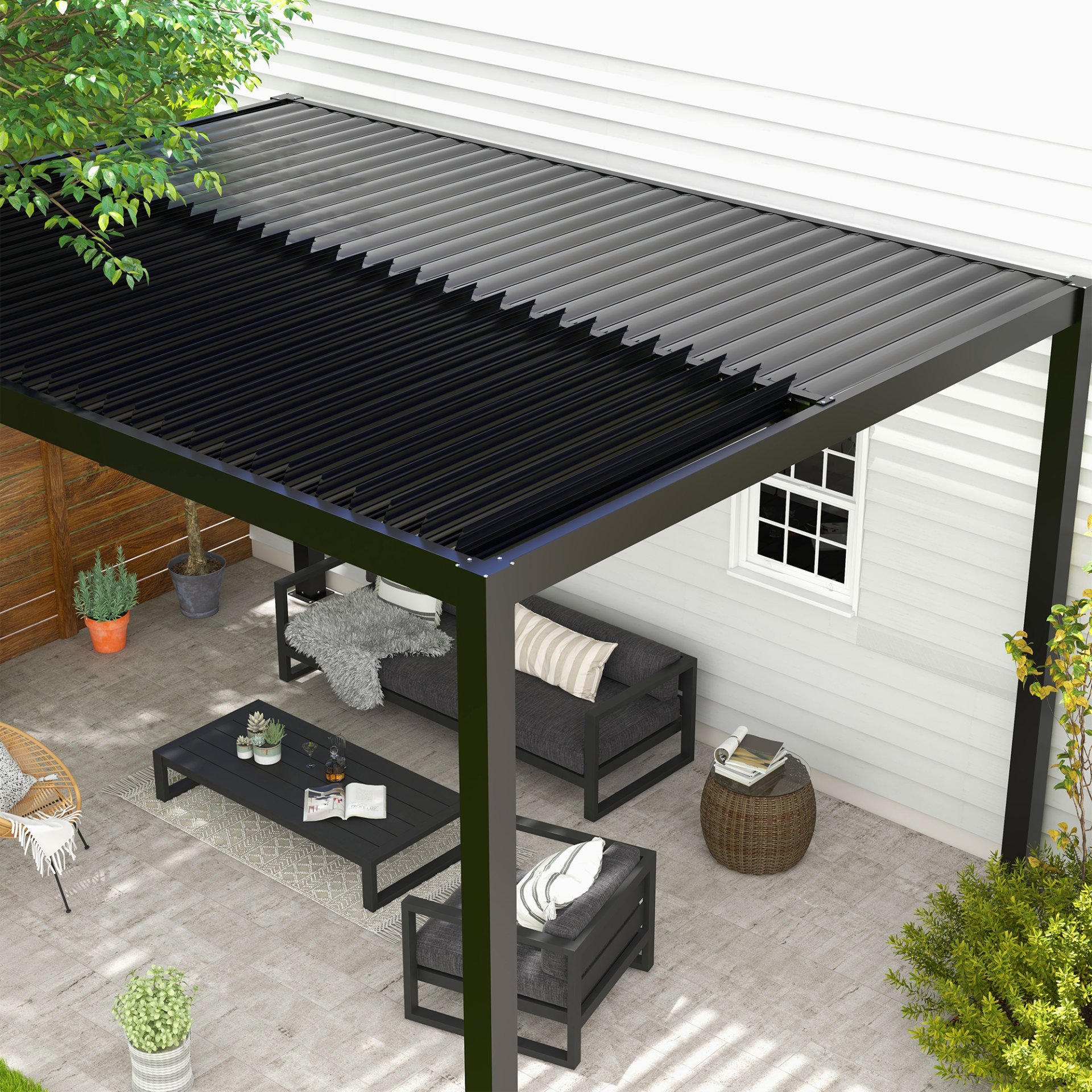 Louver Pergola Frame & Louvers - Black - Image 8