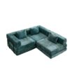 Convertible Floor Sofa Bed With Fixed Shape Frame, Boneless Modular Sectional Sofa, For Living Room - Dark Green - Image 18