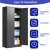 Heavy Metal Garage Storage Cabinet, Tool Steel Locking Cabinet With Doors And 3 Adjustable Shelves - Brushed Nickel - Image 11