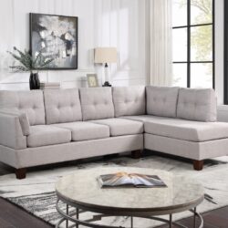 Dalia - Linen Modern Sectional Sofa With Right Facing Chaise - Light Gray