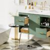 Bathroom Vanity With Resin Sink Combo Set, Modern Freestanding Single Bathroom Cabinet With 2 Drawers & 2 Storage Compartments, Storage Cabinet For Bathroom, Frame Vanity Set - Green - Image 21