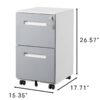 3 Drawer Mobile Locking File Cabinet, Rolling Filing Cabinet For Letter / A4 Size With 5 Wheels - Gray - Image 3