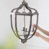 4 Light Metal Chandelier, Hanging Light Fixture With Adjustable Chain For Kitchen, Bulb Not Included - Gray - Image 6