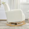 Accent Rocking Chair With Pillow, Spacious & Comfortable Seating For Living Room Or Bedroom - Cream White - Image 6