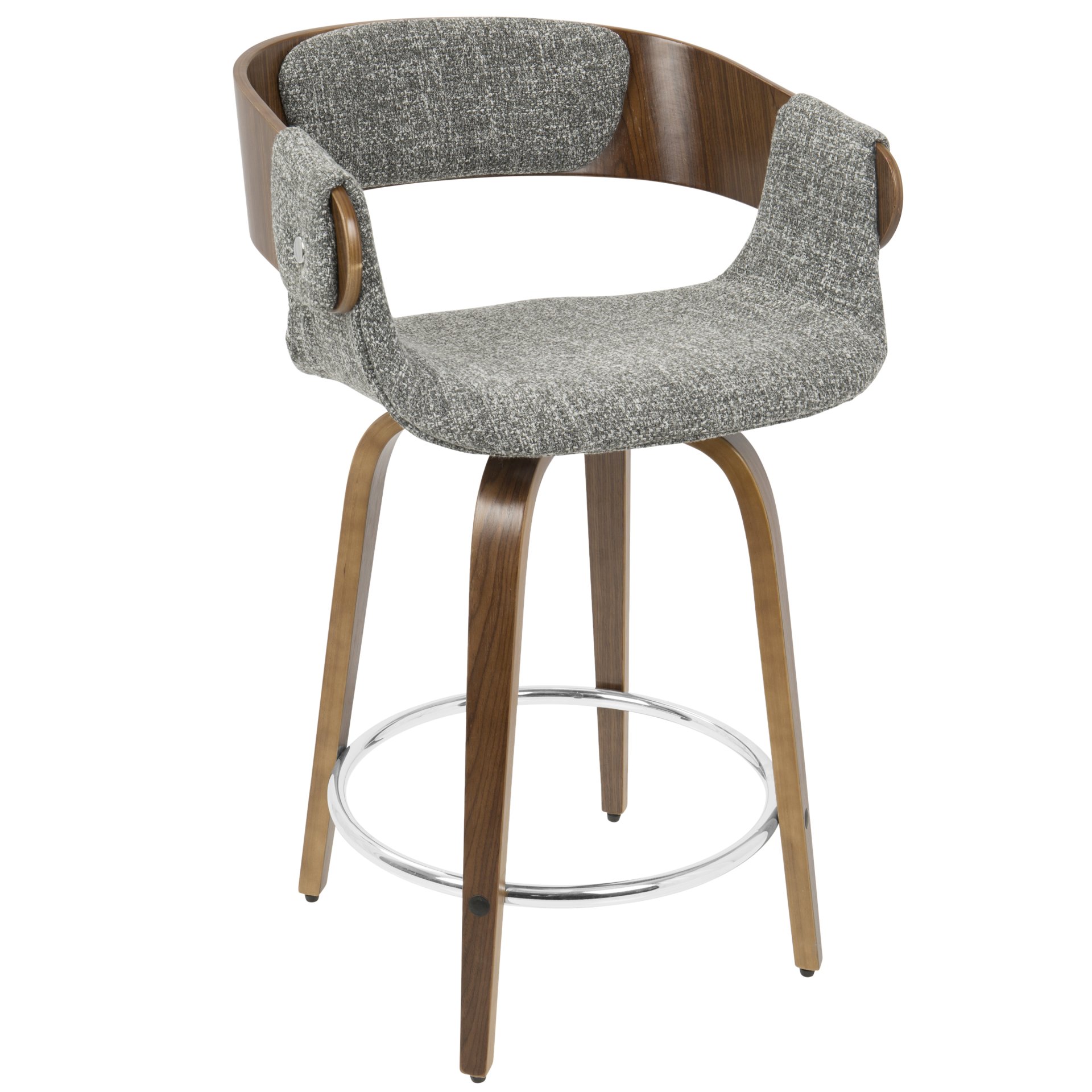 Elisa - Mid-Century Modern Counter Stool (Set of 2) - Walnut / Gray - Image 3