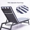 2 Piece Outdoor Chaise Lounge Chair Cushion Set, Replacement Seat Cushions For Patio Furniture - Blue Striped - Image 4