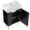 Bathroom Vanity, Combo Cabinet, Bathroom Storage Cabinet, Single Ceramic Sink, Left Side Storage - Black - Image 13