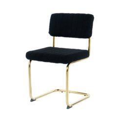Modern Simple Light Luxury Dining Chair With Metal Legs, Teddy Material, (Set of 2) - Black