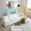 Modern Oversized Sectional Sofa, L-Shaped Luxury Couch Set With 2 Free Pillows, 5 Seat Chenille Indoor Furniture With Chaise - White - Image 18