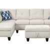 Alger - Wide Left Hand Facing Sofa & Chaise With Ottoman - Beige - Image 15