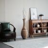Tall Artificial Rattan Floor Vase In Elegant Statement Piece For Living Room Decor, Entryway, Or Hallway Versatile Home Accent For Dried Or Silk Floral Arrangements - Beige / Gray - Image 15