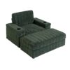 Oversized Chaise Lounge Indoor Rabbit Fur Sofa Bed With Storage Ottoman And Armrests Cup Holders With Deep Seat - Green - Image 13