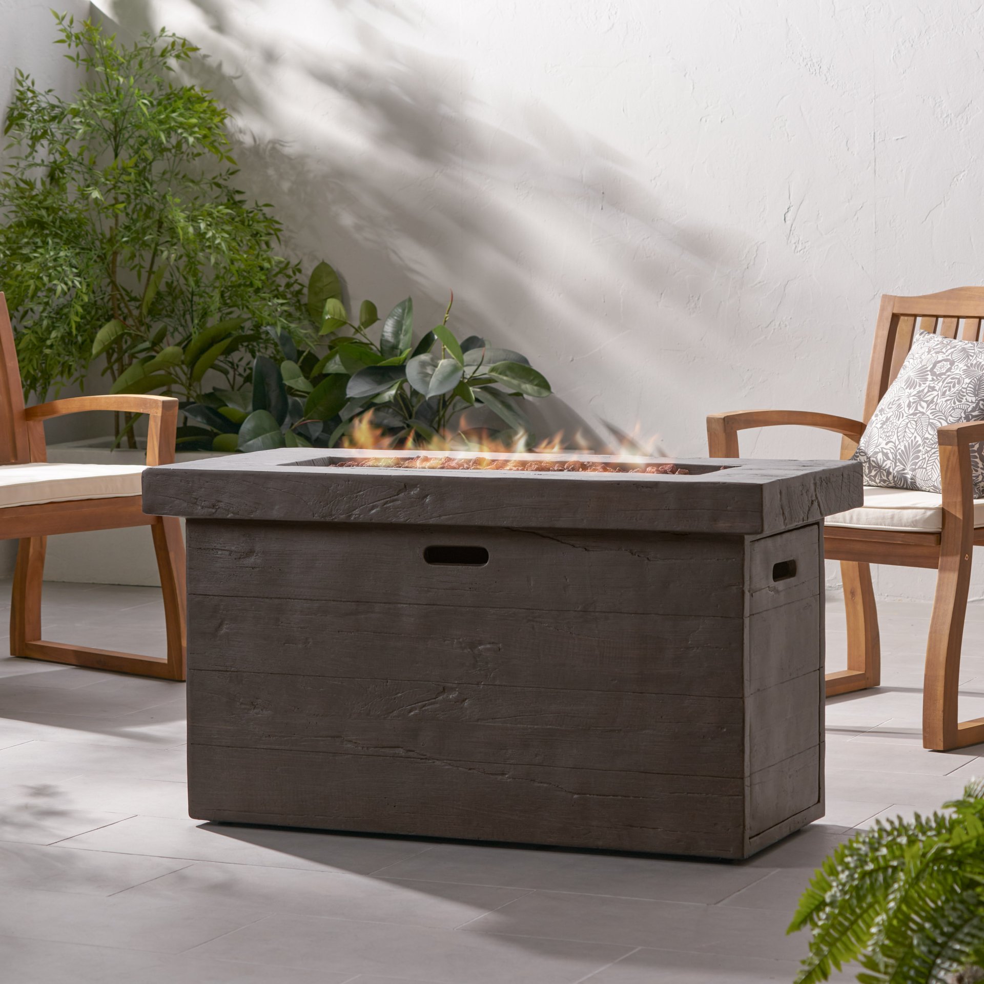 Custer - Rectangular Fire Pit 50, 000 Btu Magnesium Oxide - Brown - Image 9