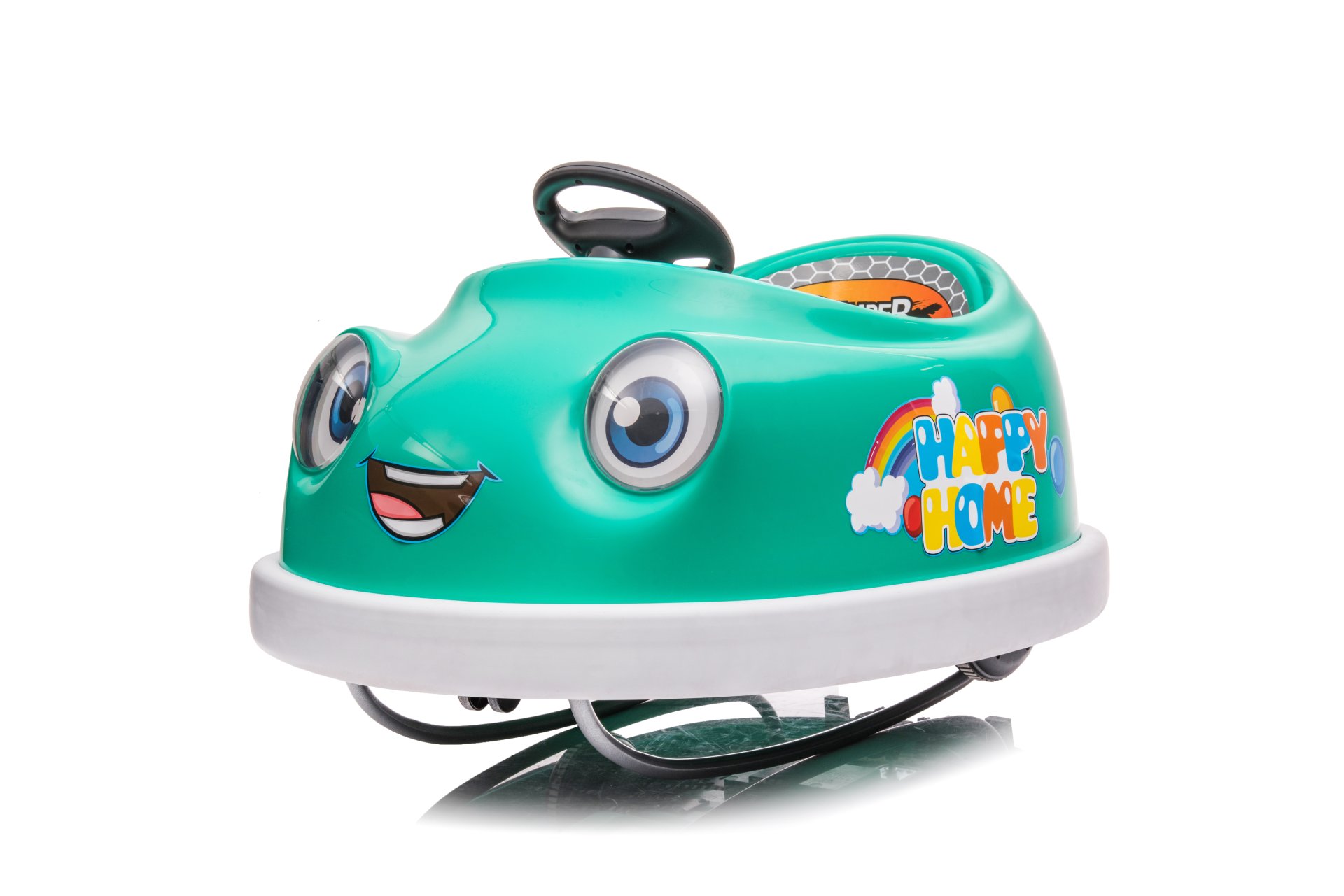 Bumper Car For Kids, 12V Dual Drive 1-6 Years Old Children's Electric Car With Pushrod Dinner Plate USB Bt Music Rocking Horse Mode Anti-Collision Bumper Ride On Car - Green - Image 10