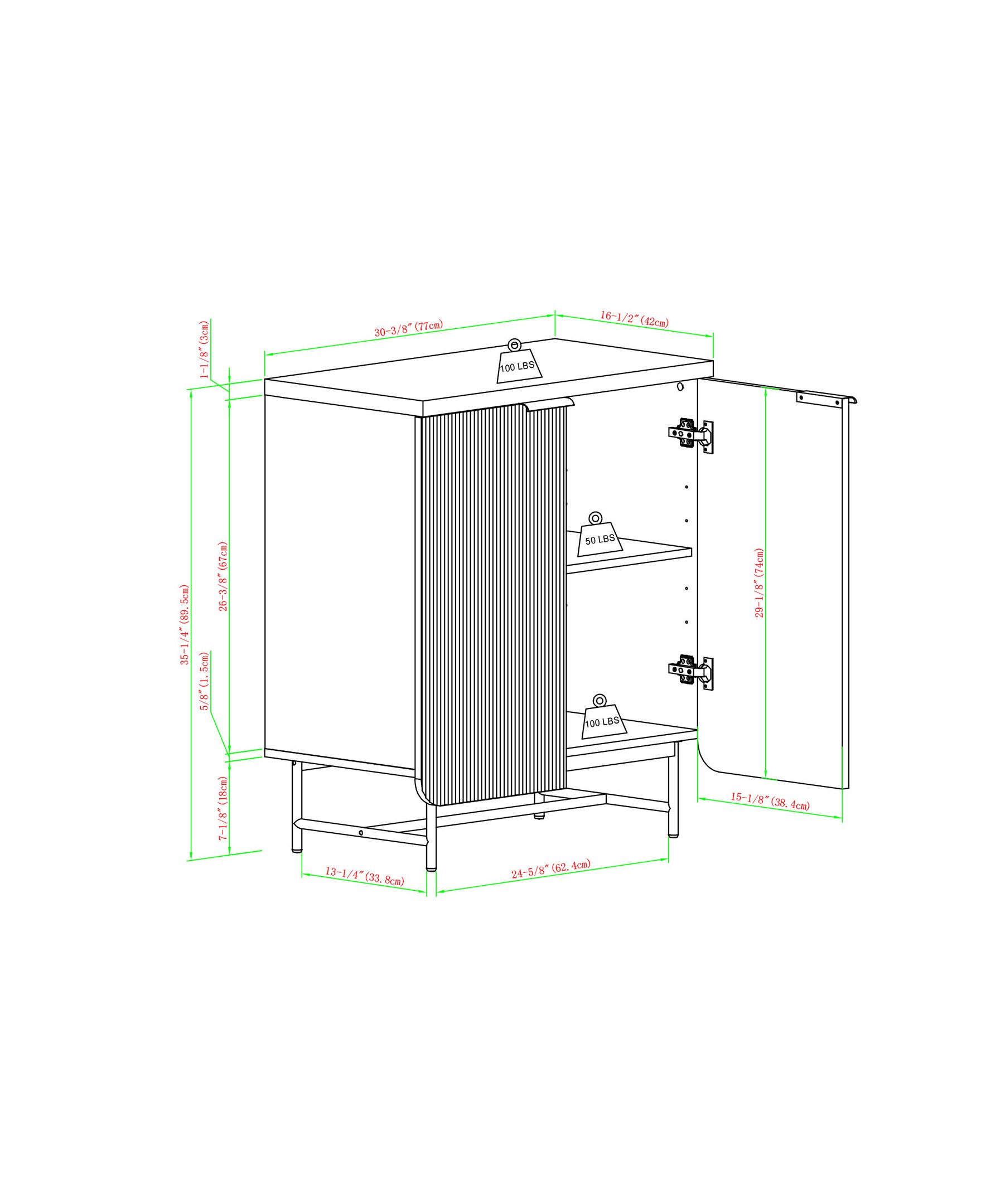 Modern Scandi Fluted Door Storage Console - Coastal Oak - Image 6