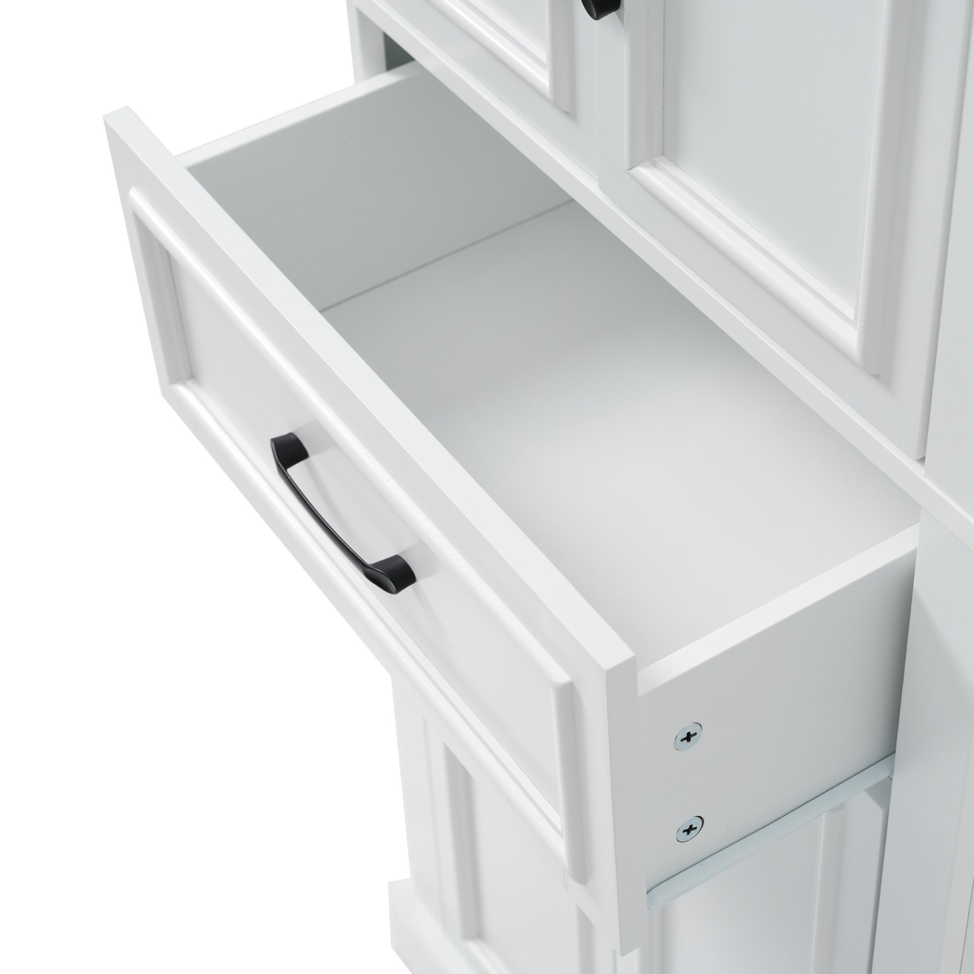 Freestanding Bathroom Vanity, Elegant Design With 4 Doors & 1 Drawer, Adjustable Shelves, Damping Hinges - White - Image 19