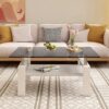 Modern Rectangular Coffee Table With Tempered Glass Top Layer, Table For Living Room - Gray - Image 2