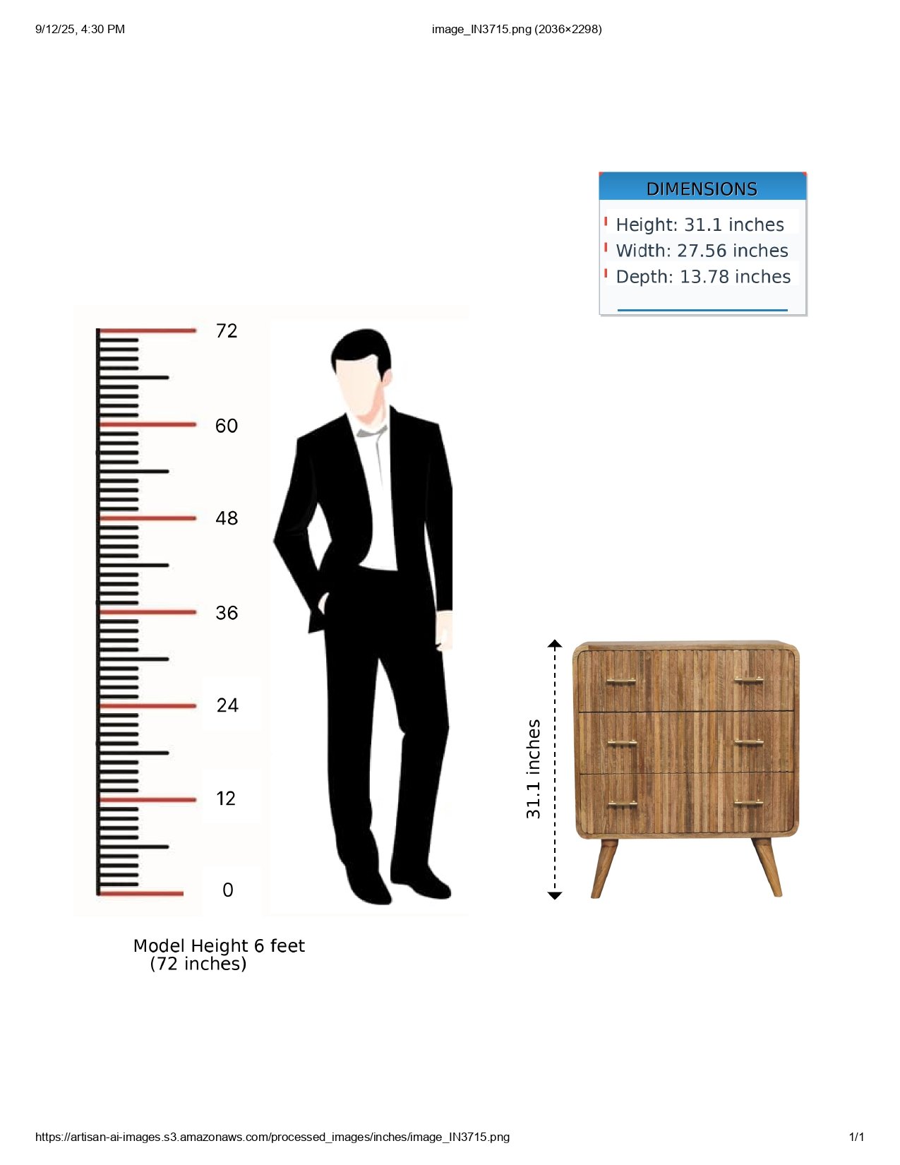 T Bar Ridged Chest - Brown - Image 11