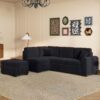 Sleeper Sectional Sofa, L-Shape Corner Couch Sofa Bed With Storage Ottoman & Hidden Arm Storage & USB Charge For Living Room Apartment - Black - Image 8