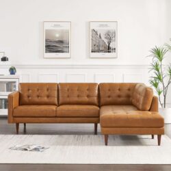 Lucco - Right Facing Sectional - Cognac Tan