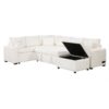 Sectional Sofa Pull-Out Sofa Bed Sleeper With A Storage Ottoman, Three Pillows And Charging Devices For Living Room - Cream - Image 17