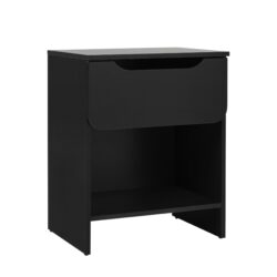 Modern Minimalist 1 Drawer Nightstand With Cubby - Black